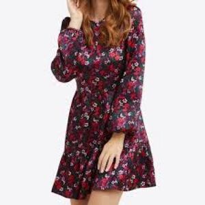 Draper James Long Sleeve Floral Mini Dress In XXL